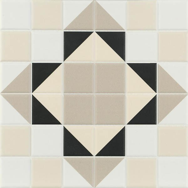 Мозаика Dune Mintons Canterbury 188696, цвет белый бежевый чёрный, поверхность матовая, квадрат, 200x200