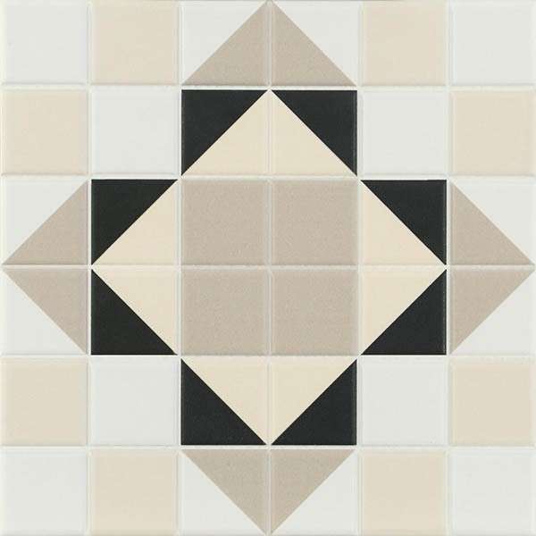 Мозаика Dune Mintons Canterbury 188696, цвет белый бежевый чёрный, поверхность матовая, квадрат, 200x200