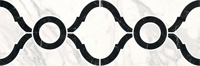 Бордюры Kerama Marazzi Бордюр Фрагонар наборный белый ID91T, цвет чёрно-белый, поверхность матовая, прямоугольник, 99x300