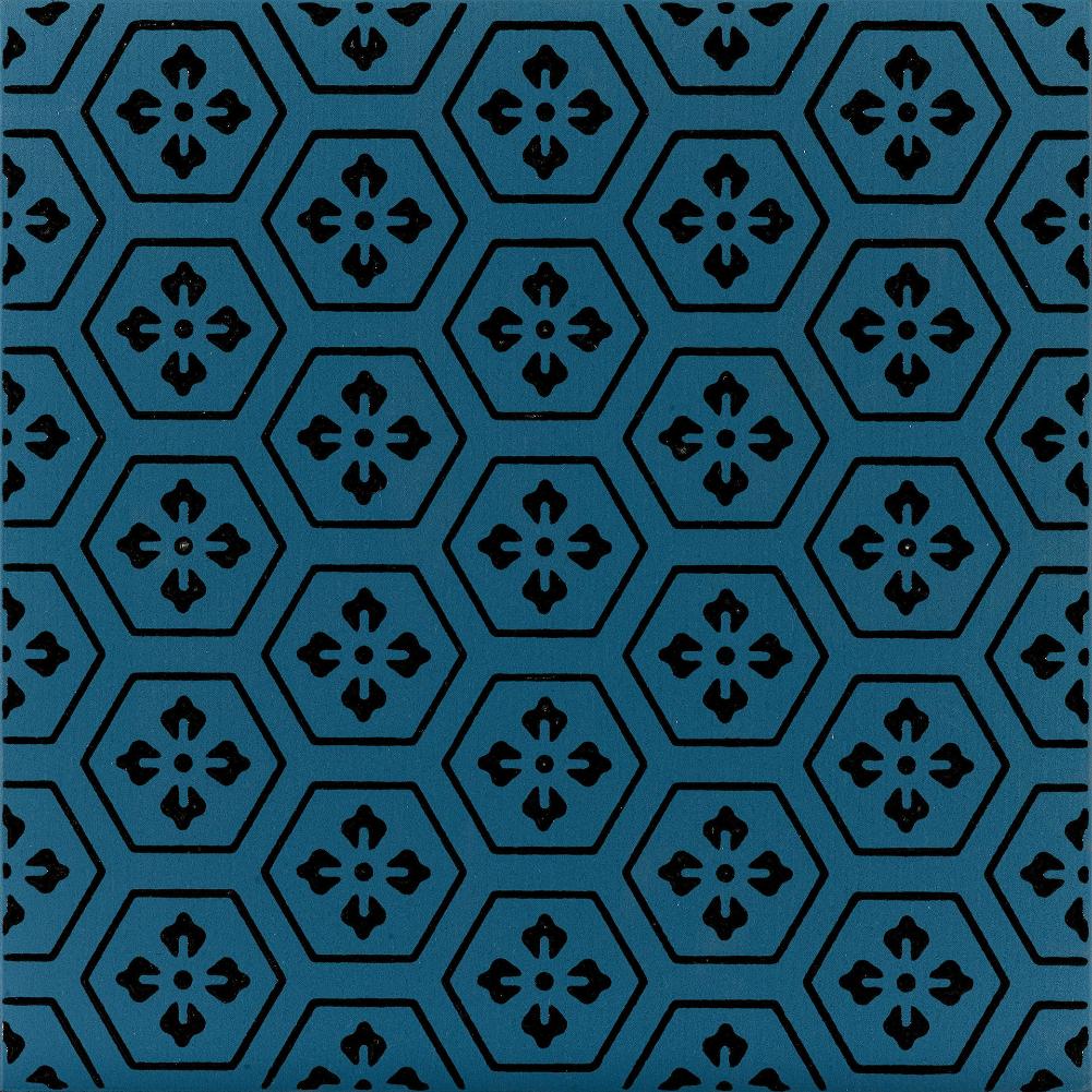Керамогранит Ornamenta Terra Mia Esagona TM2020ES, цвет синий, поверхность матовая, квадрат, 200x200