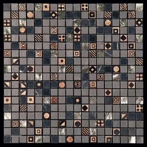 Мозаика Natural Mosaic Pharaoh CPR-1505 (Мрамор Агломерат), цвет серый, поверхность глянцевая, квадрат, 298x298