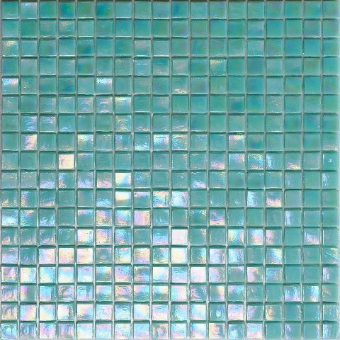 Мозаика Alma Mosaic Flicker NE69, цвет бирюзовый, поверхность глянцевая, квадрат, 150x150