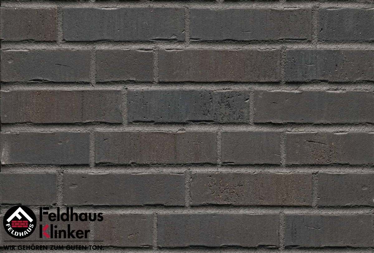 Клинкер Feldhaus Klinker Vascu Vulcano Verdo R737NF11, цвет чёрный, поверхность матовая, под кирпич, 71x240