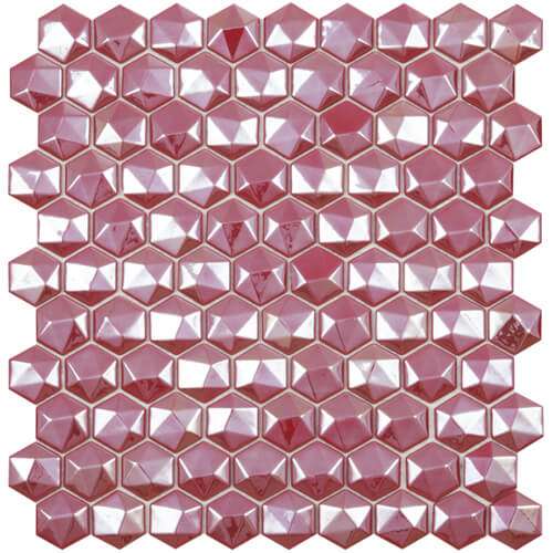 Мозаика Vidrepur Hex Diamond № 375d, цвет красный, поверхность глянцевая, прямоугольник, 307x317