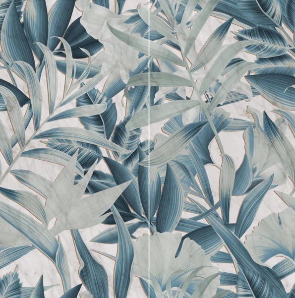 Панно Piemme Majestic Jungle Cold Lev 02627, цвет бирюзовый, поверхность полированная, прямоугольник, 1195x1200