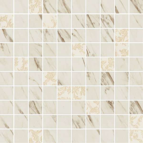 Мозаика Versace Marble Mos.T100 Dec Bianco 240821, цвет белый, поверхность лаппатированная, квадрат, 291x291