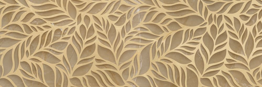 Керамическая плитка Kerasol Caldo Leaves Rectificado, цвет коричневый бежевый, поверхность глянцевая, прямоугольник, 300x900