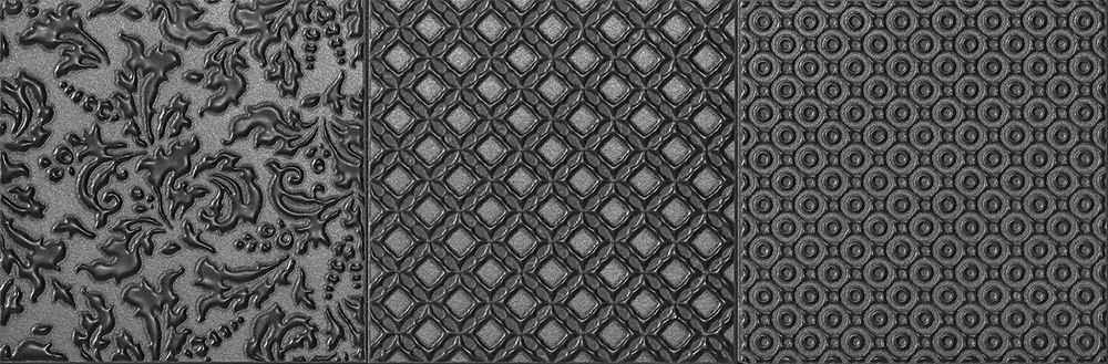 Декоративные элементы Fap Roma Tracce Grafite Inserto Mix 3 fLZP, цвет чёрный, поверхность матовая, прямоугольник, 200x600