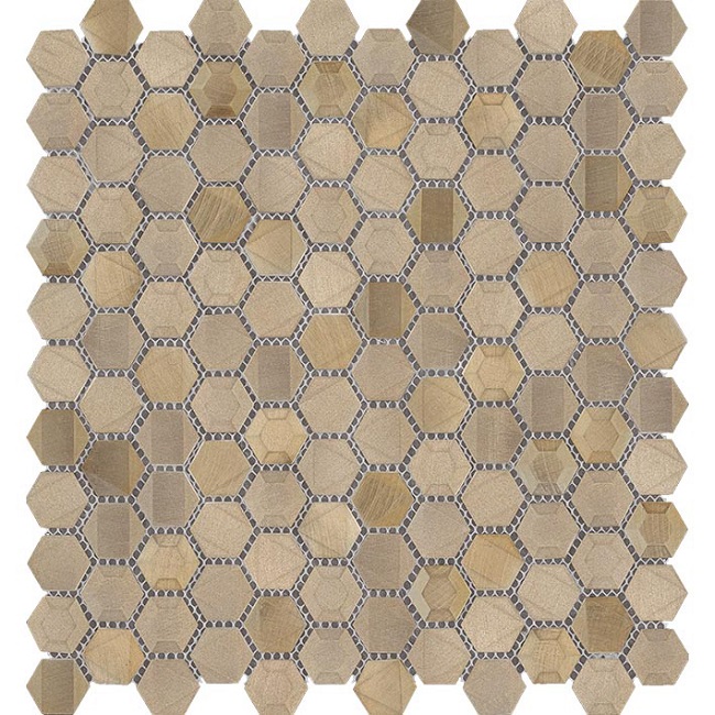 Мозаика L'Antic Colonial Gravity Aluminium Sides Gold 100310370, цвет золотой, поверхность глянцевая, шестиугольник, 277x292