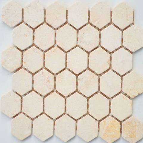 Мозаика Caramelle Mosaic Pietrine Hexagonal Crema Marfil Mat, цвет слоновая кость, поверхность матовая, шестиугольник, 285x305