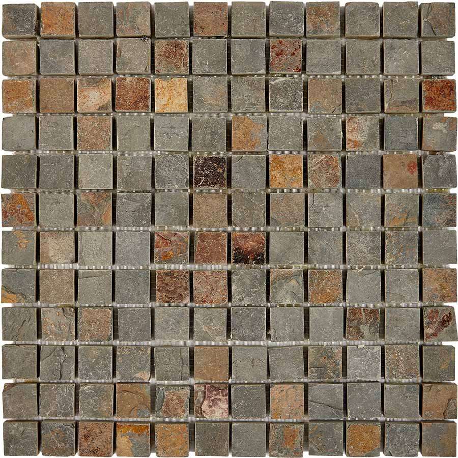 Мозаика Pixel Mosaic PIX299 Сланец (23х23 мм), цвет коричневый, поверхность натуральная, квадрат, 305x305