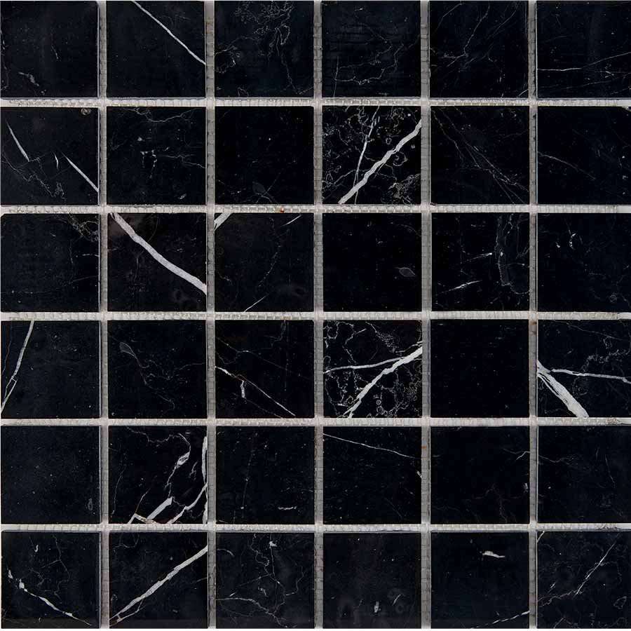 Мозаика Pixel Mosaic PIX246 Мрамор (48x48 мм), цвет чёрный, поверхность полированная, квадрат, 305x305