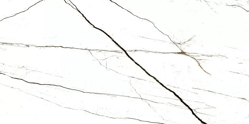 Керамогранит Goldis Tile Forest White Semi Polished, цвет белый чёрный, поверхность полированная, прямоугольник, 600x1200