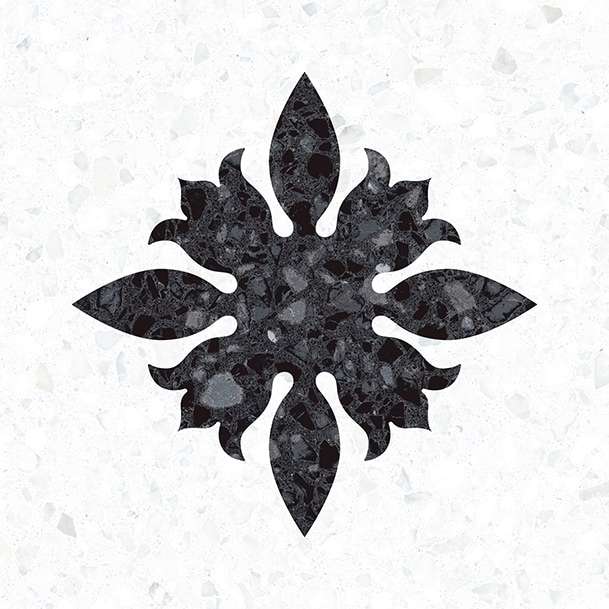 Декоративные элементы Vives Niza Andria-R Carbon, цвет чёрно-белый, поверхность матовая, квадрат, 200x200