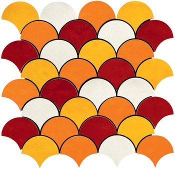 Декоративные элементы Imola MK.Shades 2 MIX, цвет оранжевый, поверхность глянцевая, квадрат, 300x300