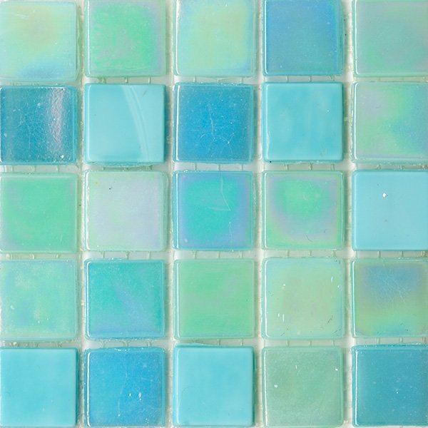 Мозаика JNJ Mosaic Интерьерные Cмеси 150x150 СК 0373 Blue&Green Pearl, цвет голубой, поверхность глянцевая, квадрат, 150x150