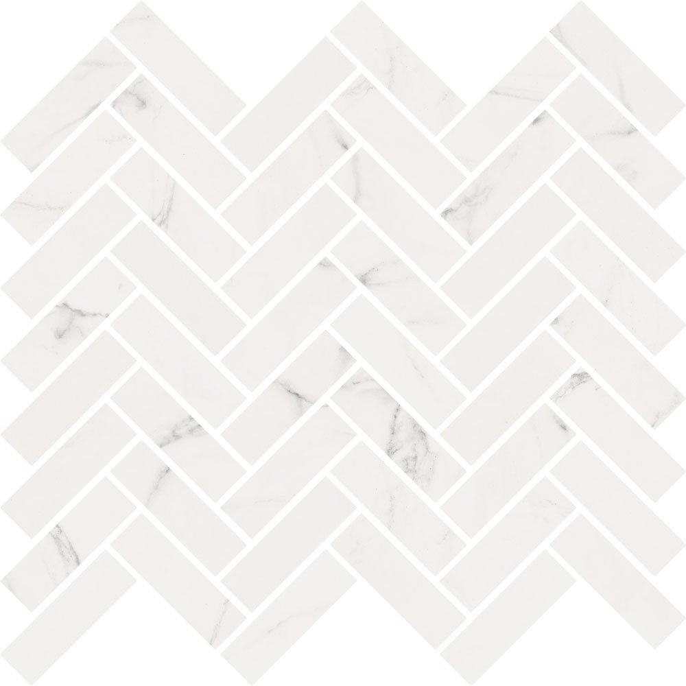Мозаика ABK Mos.Chevron Statuario White Sable 1SR09752, цвет белый, поверхность натуральная, шеврон, 300x300