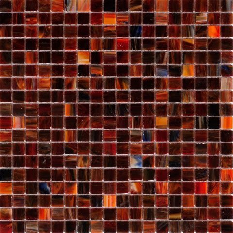Мозаика Alma Mosaic Smalto SM22, цвет оранжевый чёрный, поверхность глянцевая, квадрат, 150x150