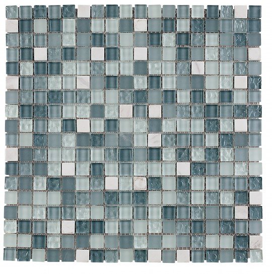 Мозаика Dune Materia Mosaics Carrara 185411, цвет бирюзовый, поверхность глянцевая матовая, квадрат, 293x293