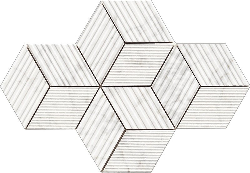 Мозаика Piemme Majestic Cube Apuanian White Nat 02645, цвет белый, поверхность 3d (объёмная), квадрат, 300x300