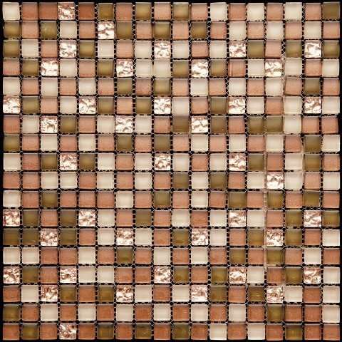 Мозаика Natural Mosaic Pastel 4PST-030 (Стекло Мрамор), цвет коричневый, поверхность глянцевая, квадрат, 298x298