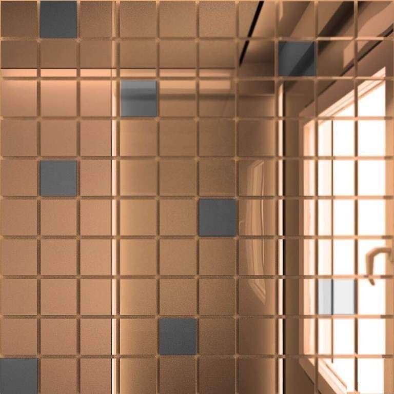 Мозаика ДСТ Мозаика зеркальная Бронза + Графит Б90Г10 25х25, цвет коричневый, поверхность глянцевая, квадрат, 300x300
