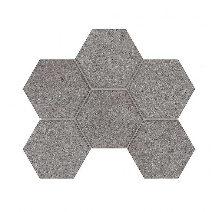 Мозаика Estima Luna Grey LN02/TE02 Hexagon Неполированный 25x28,5 37109, цвет серый, поверхность матовая, шестиугольник, 250x285