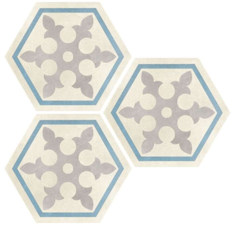 Декоративные элементы Elios Hexagon Flake Beige 00ZE0E4, цвет серый бежевый голубой, поверхность матовая, шестиугольник, 254x292