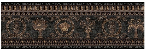 Бордюры Versace Maximvs Fascia Nero/Oro Lux G0067700, цвет чёрный золотой, поверхность полированная, прямоугольник, 200x600