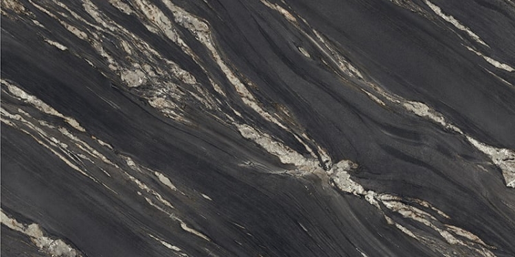 Широкоформатный керамогранит Graniti Fiandre Maximum Marmi Nero Damascato Satin MMH14761530, цвет чёрный, поверхность полированная, прямоугольник, 1500x3000