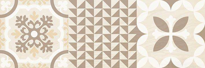 Декоративные элементы Laparet Shine плитка настенная бежевый узор 17-00-11-1198, цвет коричневый бежевый, поверхность глянцевая, прямоугольник, 200x600