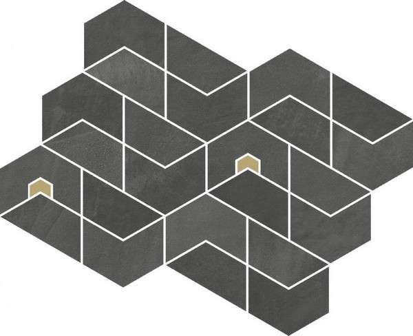 Мозаика Italon Continuum Petrol Mosaico Jewel 620110000180, цвет чёрный, поверхность матовая, прямоугольник, 311x382