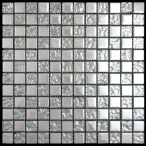 Мозаика Natural Mosaic Light PA-01-23 (Стекло), цвет серый, поверхность глянцевая, квадрат, 298x298