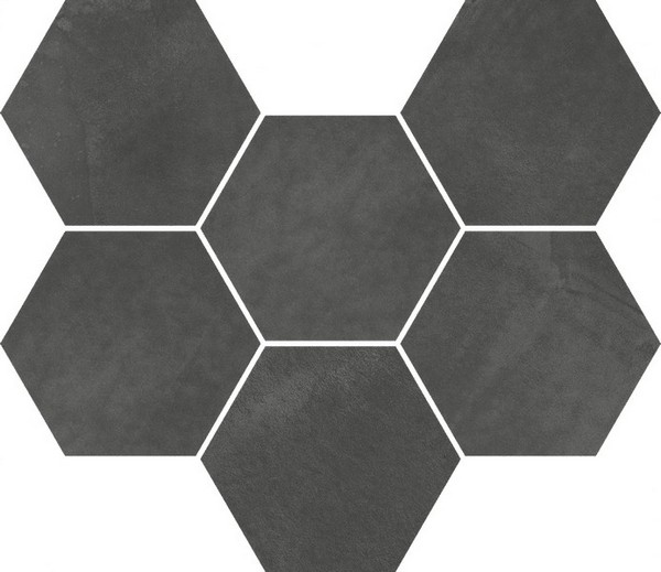 Мозаика Italon Continuum Petrol Mosaico Hexagon 620110000190, цвет чёрный, поверхность матовая, шестиугольник, 250x290