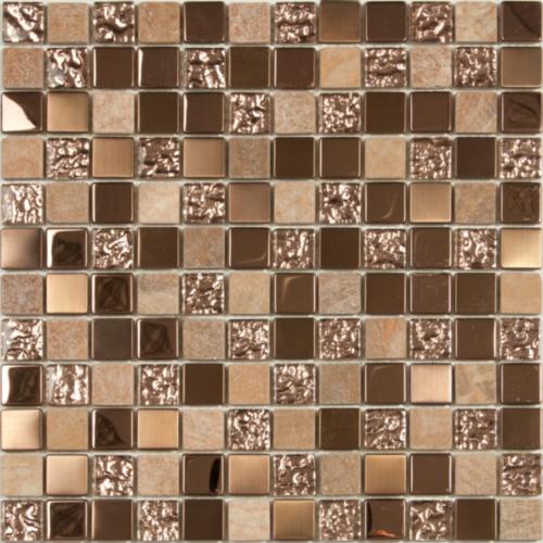 Мозаика NS Mosaic S-816, цвет коричневый, поверхность глянцевая, квадрат, 298x298