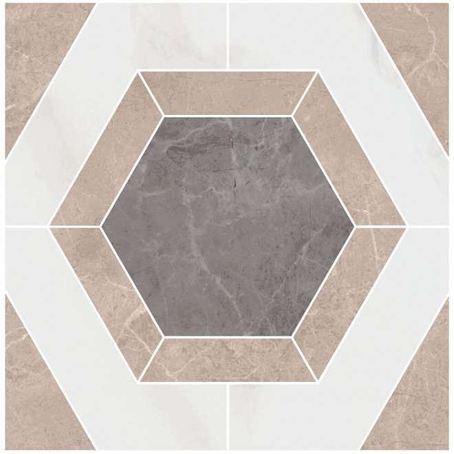 Декоративные элементы Kerama Marazzi Гран Пале наборный ID101T, цвет белый серый бежевый, поверхность матовая, квадрат, 251x251