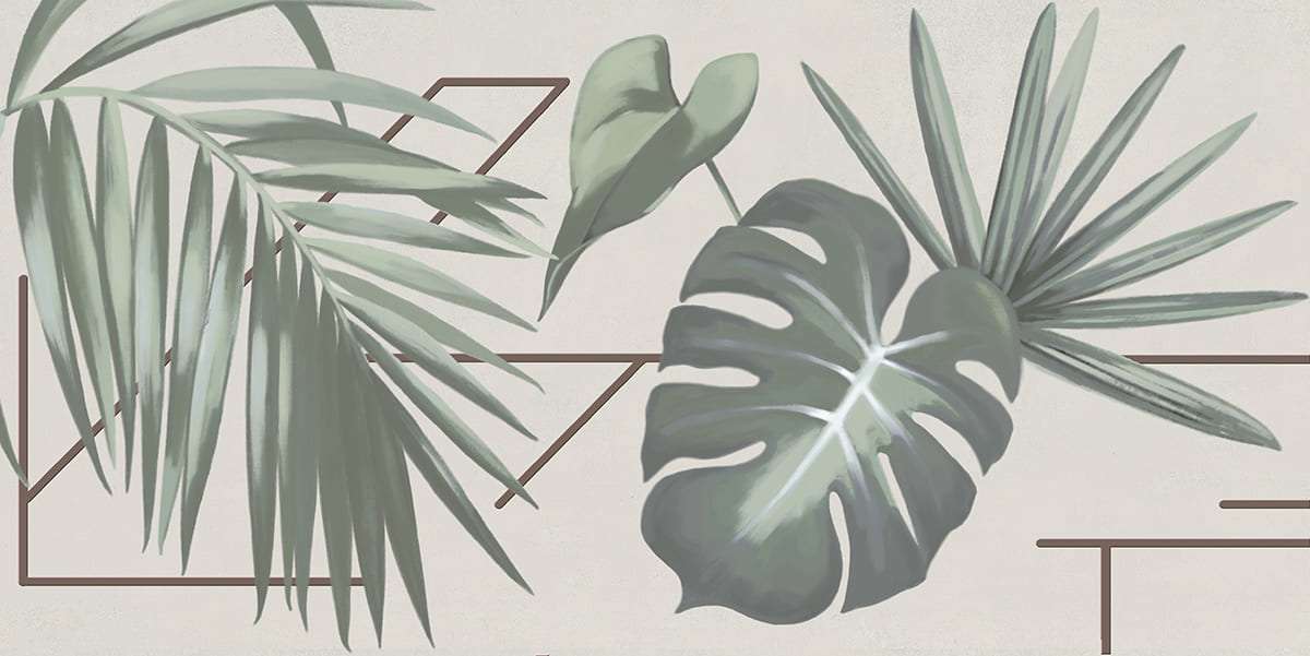 Декоративные элементы Azori Azolla Decor 1, цвет белый зелёный, поверхность матовая, прямоугольник, 201x405