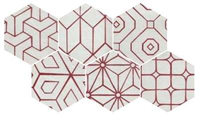 Декоративные элементы Cir Mat Dec Red Mix Oyster 6 Esagona 1055567, цвет серый, поверхность матовая, прямоугольник, 240x277