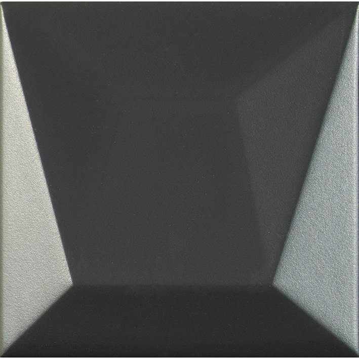 Керамическая плитка L'Antic Colonial Faces S4 Negro L138000411, цвет чёрный, поверхность матовая 3d (объёмная), квадрат, 125x125
