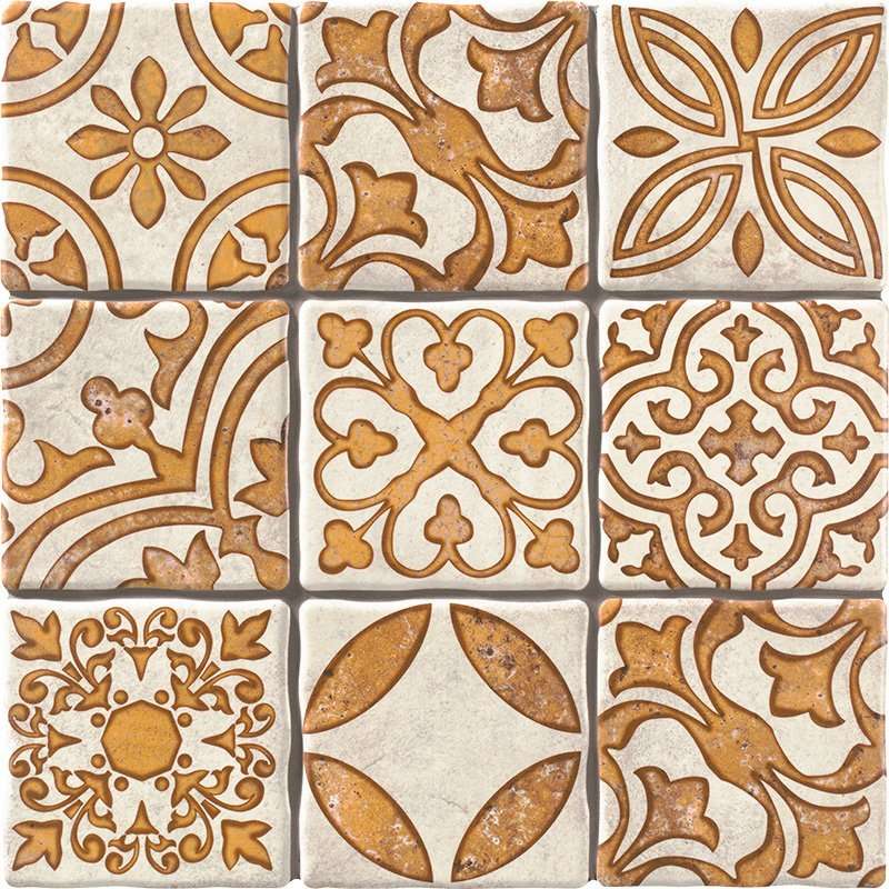 Декоративные элементы Mainzu Duomo Monza Ocre, цвет оранжевый, поверхность матовая, квадрат, 200x200
