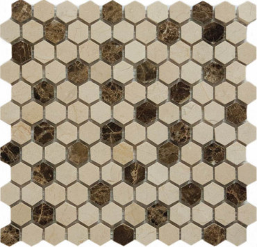 Мозаика Q-Stones QS-Hex027-25P/10, цвет разноцветный, поверхность матовая, квадрат, 305x305