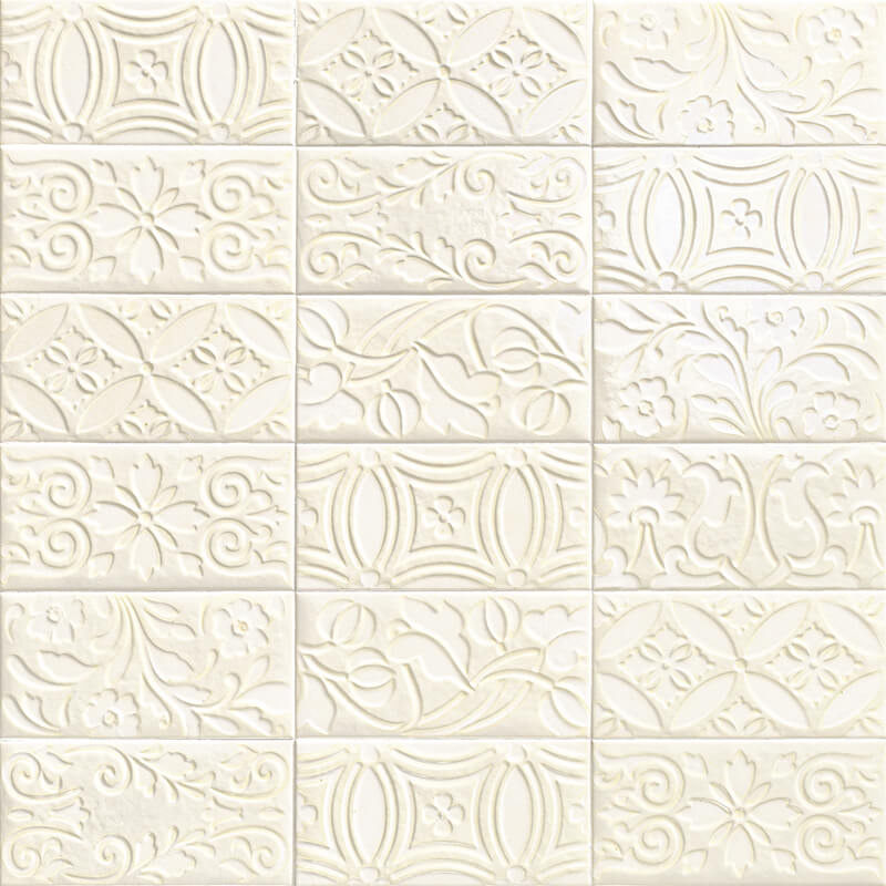 Керамическая плитка Mainzu Velvet Deco Bianco, цвет белый, поверхность глянцевая, кабанчик, 100x200