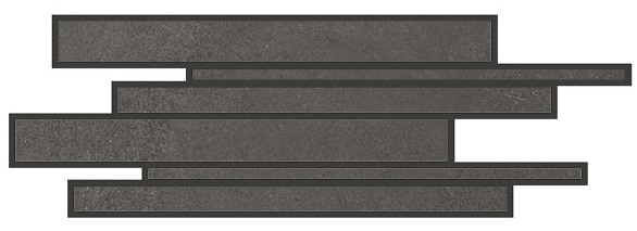 Мозаика Cerdomus Concrete Art Fascia Brick Antracite Matt 97012, цвет чёрный, поверхность матовая, прямоугольник, 200x600