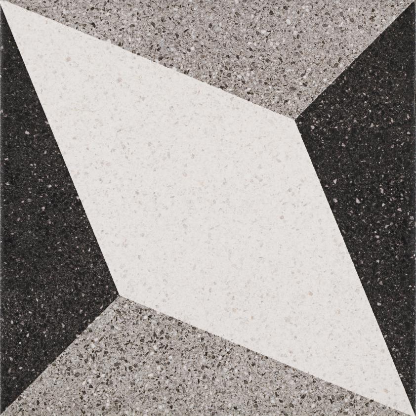 Керамогранит Pamesa Deco Klee, цвет чёрно-белый, поверхность матовая, квадрат, 223x223