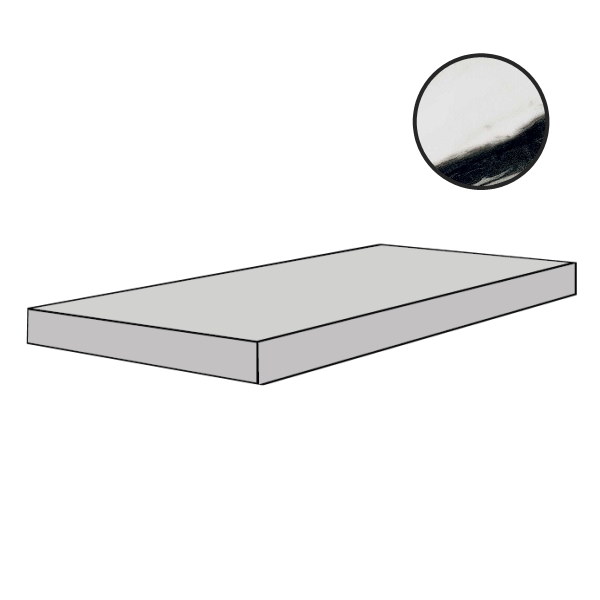 Ступени Floor Gres B&W Marble Wave Naturale Gr.Sx 767440, цвет чёрно-белый, поверхность матовая, прямоугольник, 330x1200