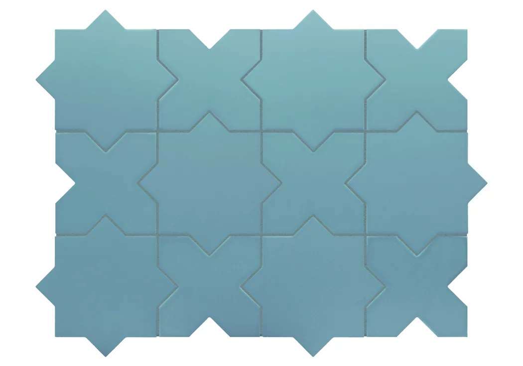 Керамогранит Equipe Porto Cross Azure 30619, цвет бирюзовый, поверхность матовая, , 120x120