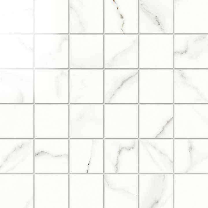 Мозаика Novabell Mosaico Statuario Lapp. IMP 005L, цвет белый, поверхность лаппатированная, квадрат, 300x300
