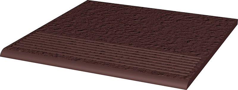 Ступени Paradyz Natural Brown Duro Ступень прямая, цвет коричневый, поверхность структурированная, квадрат, 300x300