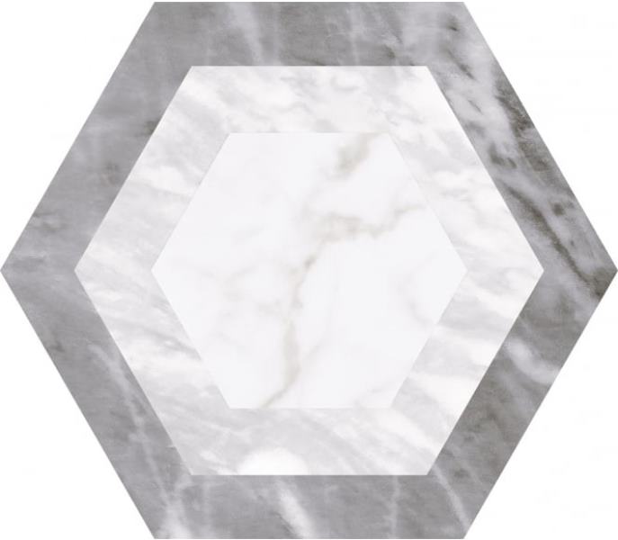 Керамогранит Equipe Bardiglio Hexagon Geo 23771, цвет серый, поверхность матовая, шестиугольник, 175x200