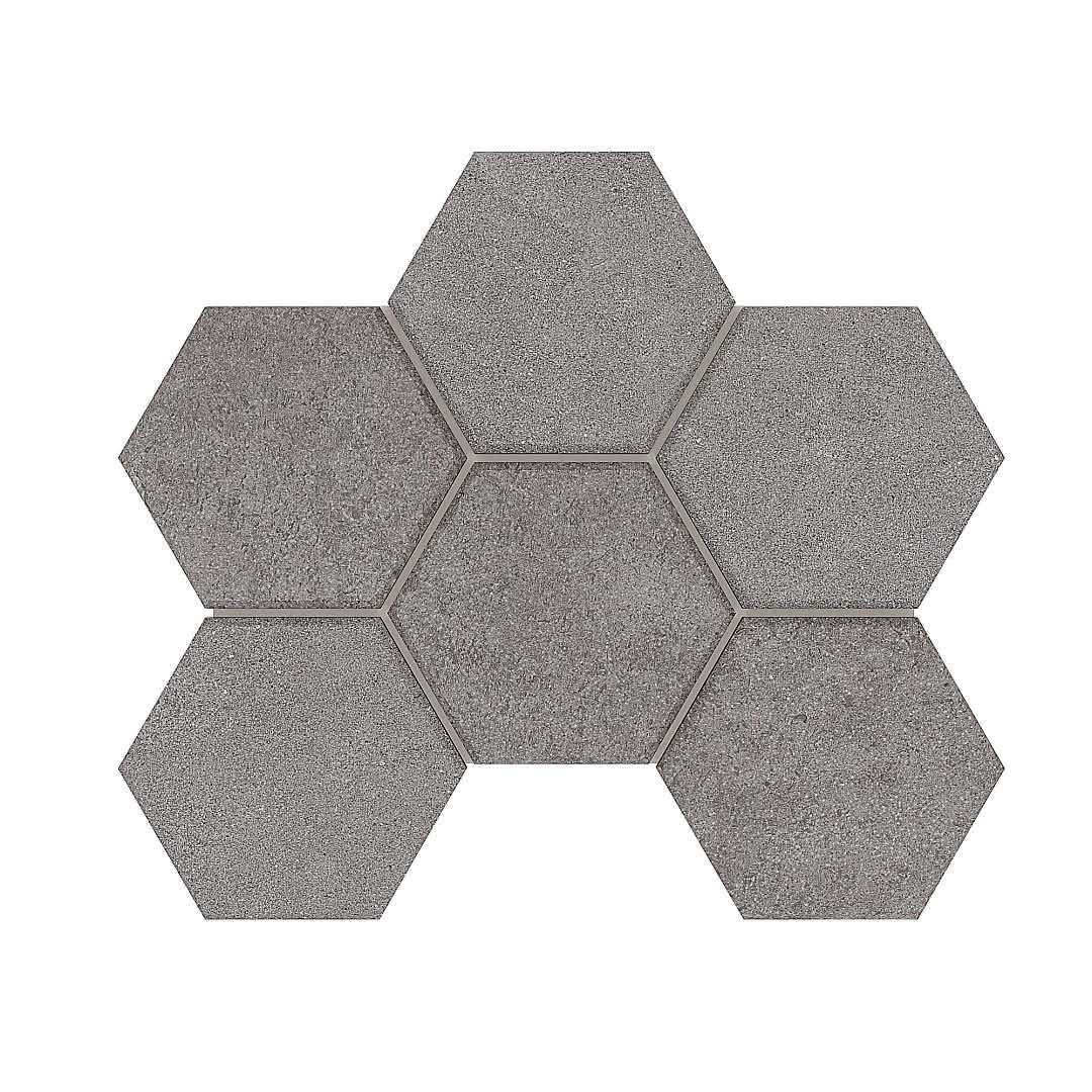 Мозаика Estima Terra Grey LN02/TE02 Hexagon Неполированный 25x28,5 37109, цвет серый, поверхность матовая, шестиугольник, 250x285